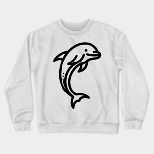 Stick Figure of a Dolphin in Black Ink Crewneck Sweatshirt